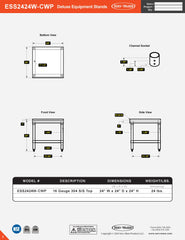 24” x 24” Deluxe Equipment Stand, ESS2424W-CWP