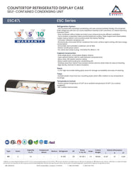 Everest ESC47L, 4ft Self Contained Countertop Refrigerated Display Case - Left Comp Mount