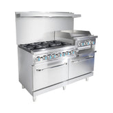 HSD-B60-G24S Gas Range with Griddle, Salamander & Oven, 60"*33"*60", 1-Year Labor & Parts