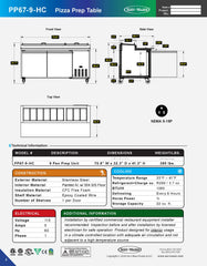 9 Pan Pizza Prep Table, PP67-9-HC