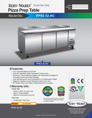 12 Pan Pizza Prep Table, PP93-12-HC