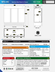81" 3 Solid Door Reach-In Freezer, RF3-HC