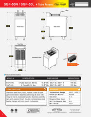 4 Tube LP Gas Fryer, SGF-50L