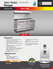 10 Burner 60" Range, SGR-10B