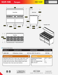 10 Burner 60" Range, SGR-10B