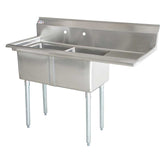 Omcan 24″ x 24″ x 14″ Two Tub Sink with 3.5″ Center Drain and Right Drain Board