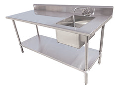 48" Table with Sink - 16 Gauge 304 Stainless ( Right Sink ), TSF-3048-R