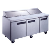 3-Door Commercial Food Prep Table Refrigerator, DSP72-18-S3