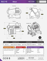 Slicer with 12" blade,  SLC-12