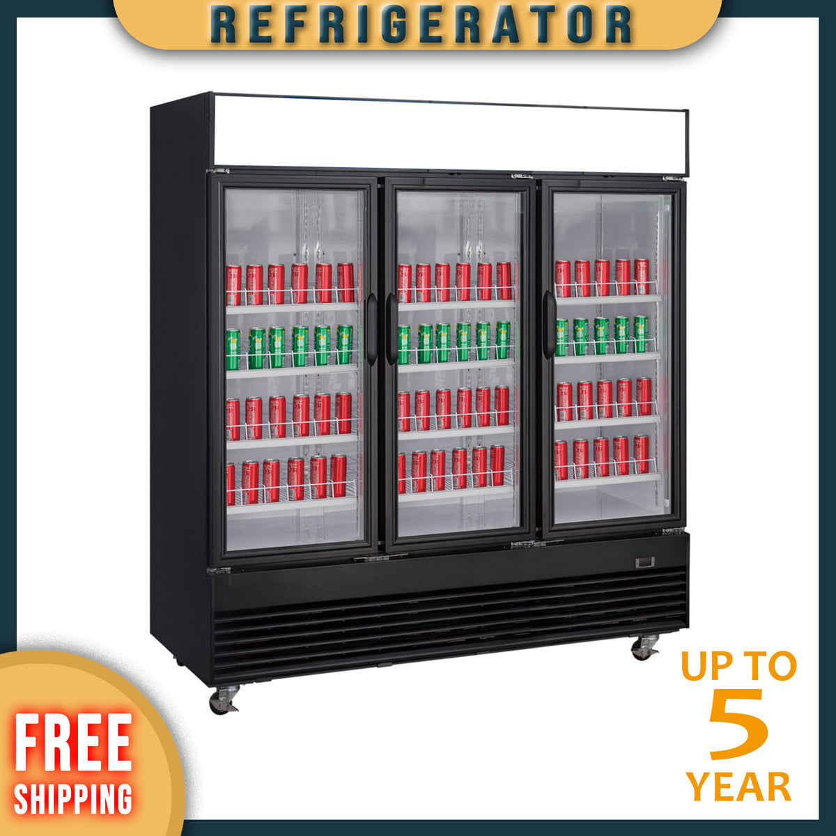 CG1.9L3-HC Glass Door Merchandiser Refrigerator, 78"*32"*81", 1-Year labor & Parts 5-Year compressor