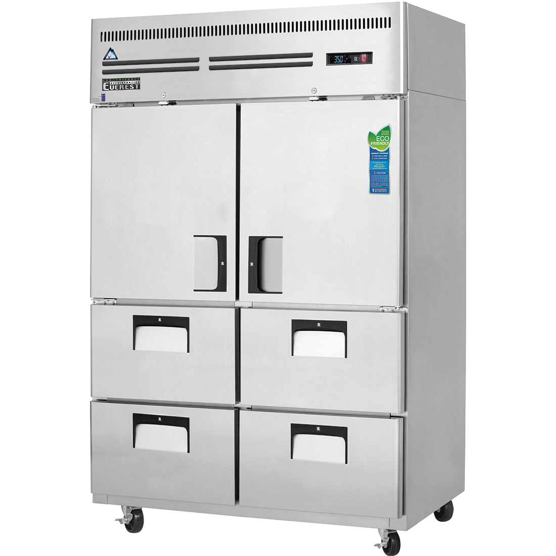 Everestref ESR2D4,  49 3/4" 2 Section - 2 Half Dr (LFT & RT; Top) & 4 Drawer (LFT & RT; Bottom 2 each) Refrigerator