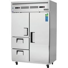 Everestref ESF2D2,  49 5/8" 2 Section - 1 Half Dr & 2 Drawer (LFT; Ref), 1 Full Dr (RT; Fzr) Dual Temp
