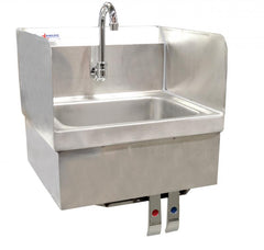 Omcan Hand Sink with Knee Valve Assembly and Side Splashes