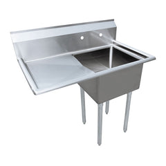 Omcan 24″ x 24″ x 14″ One Tub Sink with 3.5″ Center Drain and Left Drain Board