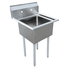 Omcan 24″ x 24″ x 14″ One Tub Sink with 3.5″ Center Drain and No Drain Board