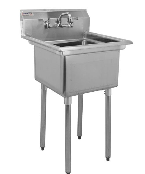 Omcan 18″ x 18″ x 11″ One Tub Sink with 3.5″ Center Drain and No Drain Board