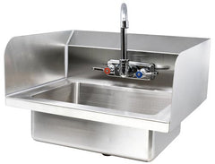 Omcan Fabricated Hand Sink with Side Splashes, 4″ Gooseneck Faucet and Drain Basket