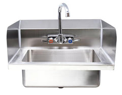 Omcan Fabricated Hand Sink with Side Splashes, 4″ Gooseneck Faucet and Drain Basket