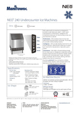 Manitowoc NEO® 240 Undercounter Ice Machines