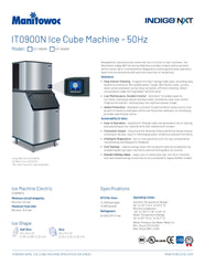 Manitowoc Indigo NXT Series iT0900N Ice Cube Machines