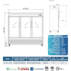 A83R-GS3 Reach-in Refrigerator, 83"*33"*80", 1-Year labor & Parts 5-Year compressor