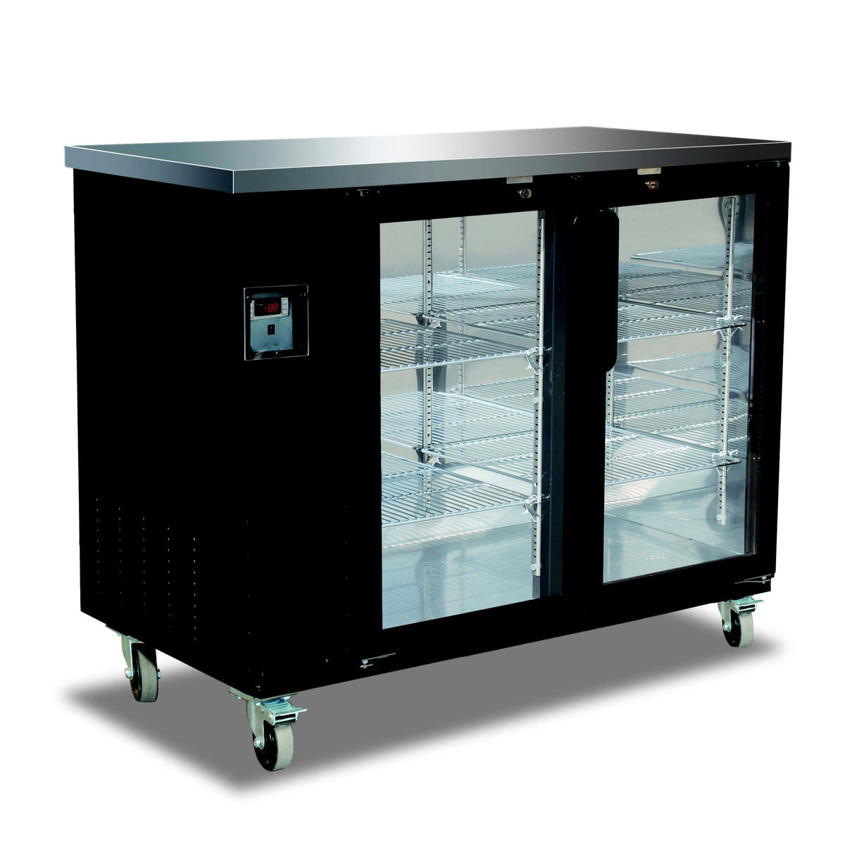 49" Back Bar Bottle Cooler with Glass, BB2-24G-HC