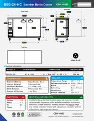 61" Back Bar Bottle Cooler, BB3-24-HC