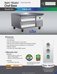 2 Drawer 36" Chef Base, CB36-HC