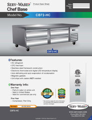 4 Drawer 72" Chef Base, CB72-HC