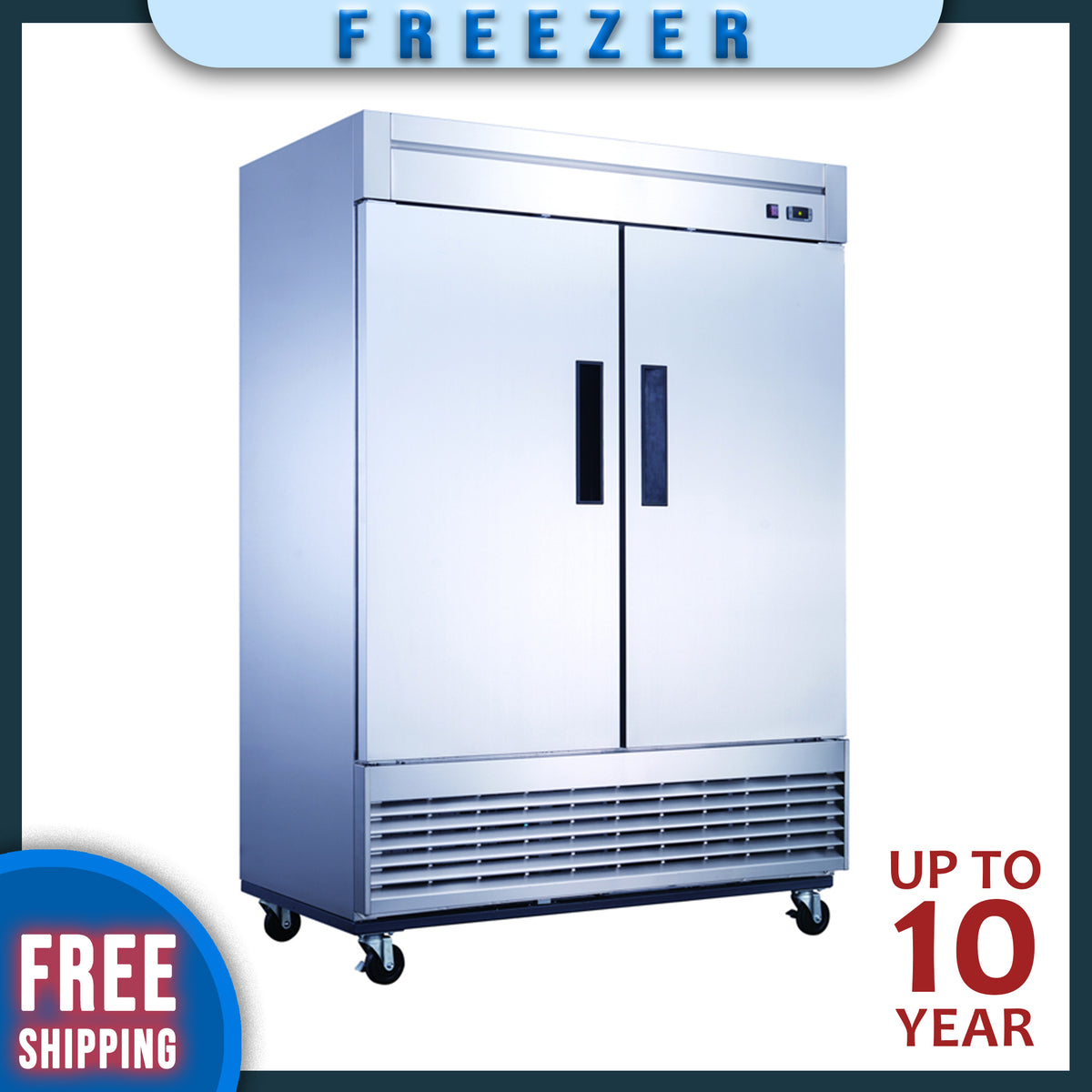 MF-49 2-Door Reach-in Commercial Freezer, 54"*32"*83", 3-Year labor 5-Year Parts 10-Year compressor