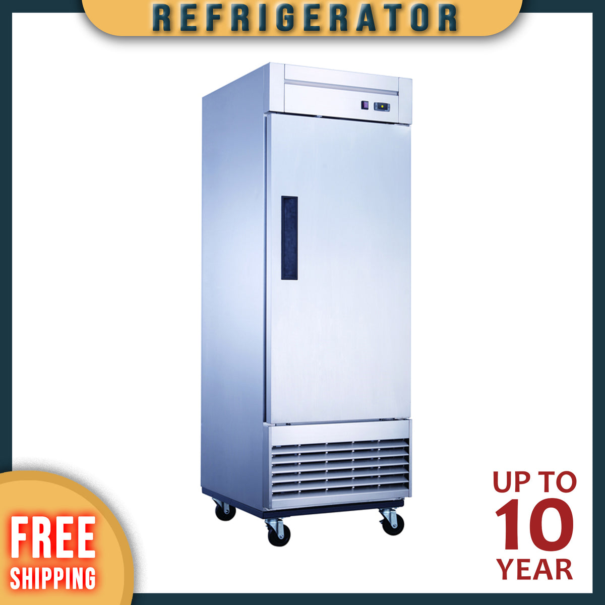 CR-23 1 Solid Door Reach-In Refrigerator, 27"*31"*82", 3-Year labor 5-Year Parts 10-Year compressor