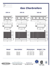 36" 3 Burner Radiant Charbroiler, SCBS-36