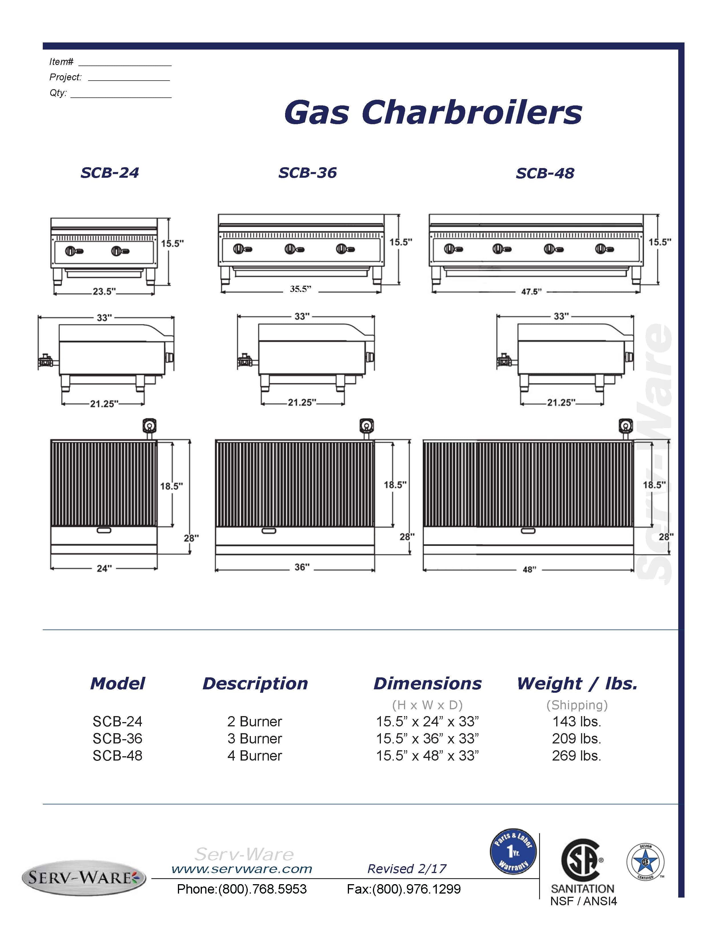 24" 2 Burner Radiant Charbroiler, SCBS-24