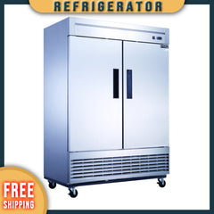 55" 2 Solid Door Reach-In Refrigerator Stainless Steel, D55R