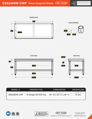 24” x 60” Deluxe Equipment Stand, ESS2460W-CWP