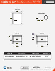 30” x 24” Deluxe Equipment Stand, ESS3024W-CWP