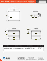 30” x 36” Deluxe Equipment Stand, ESS3036W-CWP