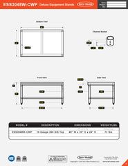 30” x 48” Deluxe Equipment Stand, ESS3048W-CWP