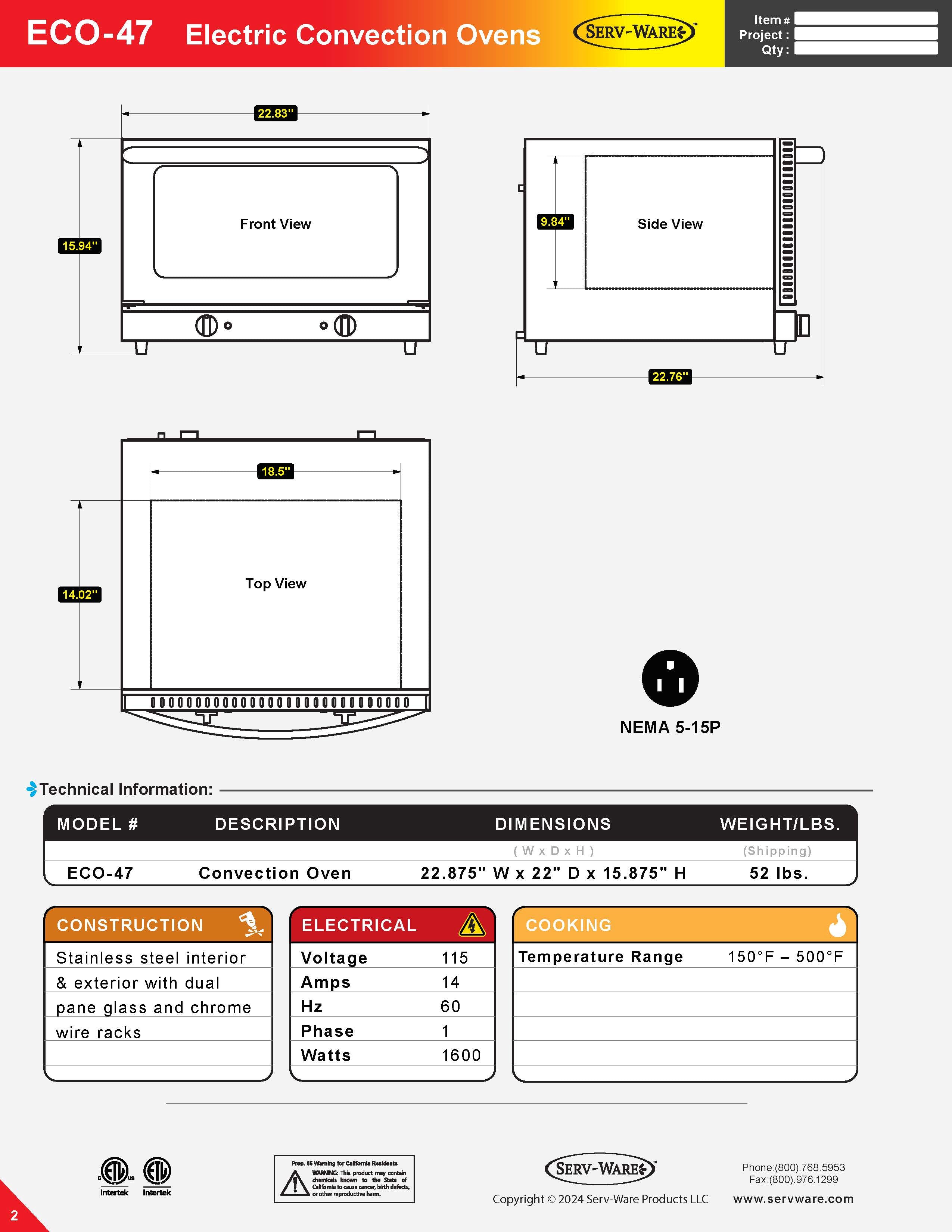 Electric Convection Oven, ECO-47