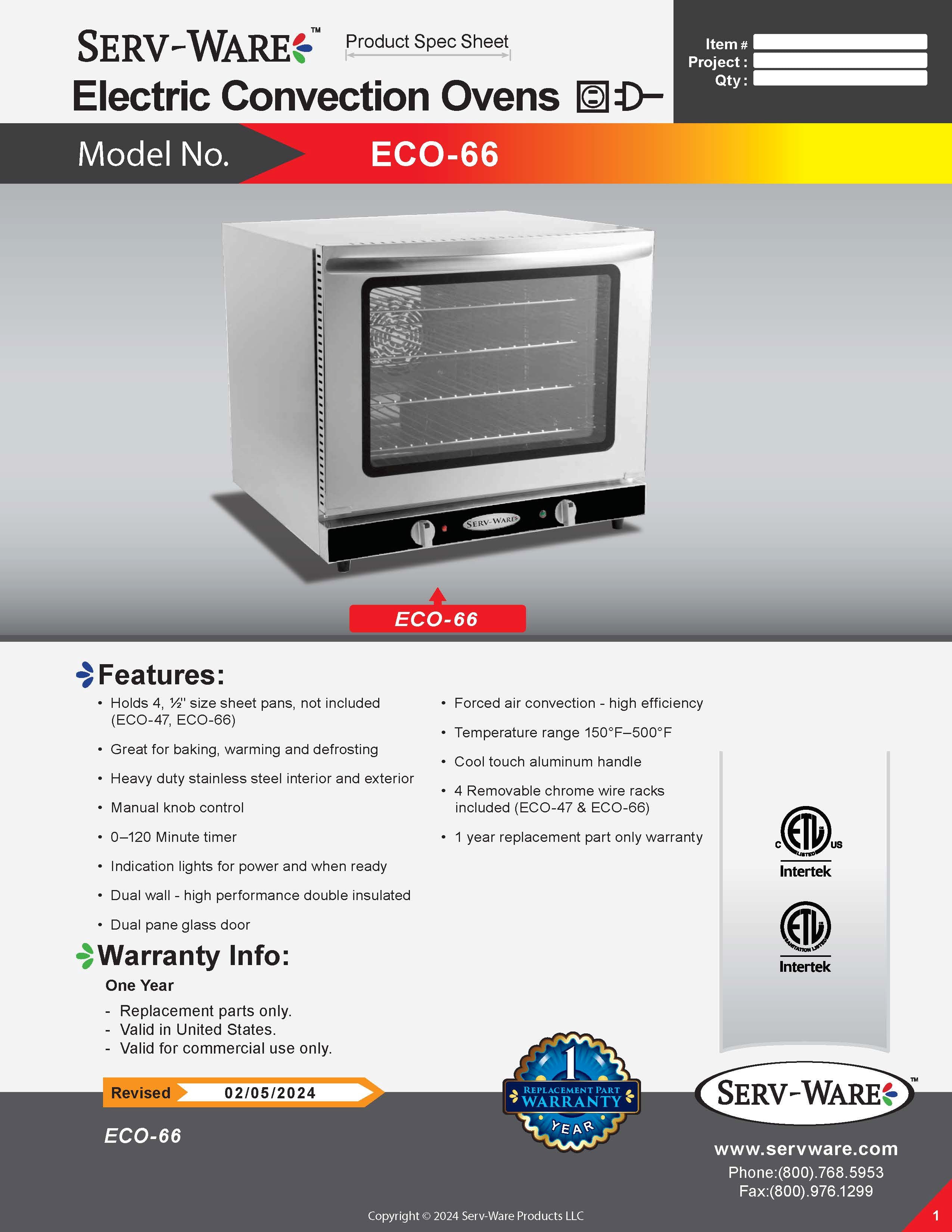 Electric Convection Oven, ECO-66