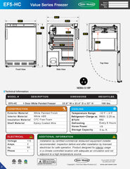 24" 1 Solid Door Undercounter Reach-In Freezer, EF5-HC