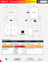 Electric Hot Dog Steamer, EHS-02