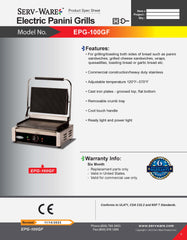 Electric Panini Grill, EPG-100GF