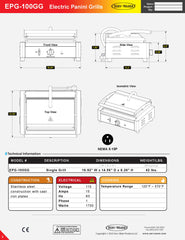 Electric Panini Grill, EPG-100GG