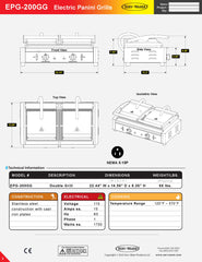 Electric Panini Grill, EPG-200GG