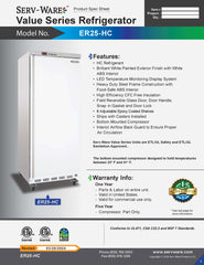 31" 1 Solid Door Reach-In Refrigerator, ER25-HC