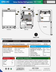 24" 1 Solid Door Undercounter Reach-In Refrigerator, ER5-HC