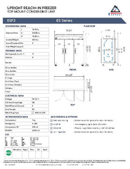 Everestref ESF3,  75" 3 Door Freezer