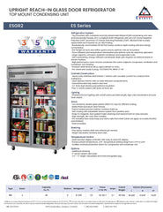 Everestref ESGR2, 49 3/4", 2 Glass Door (Swing)  Refrigerator