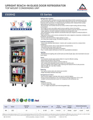 Everestref ESGRH2, 29 1/4", 1 Section Half Glass Door Refrigeraton